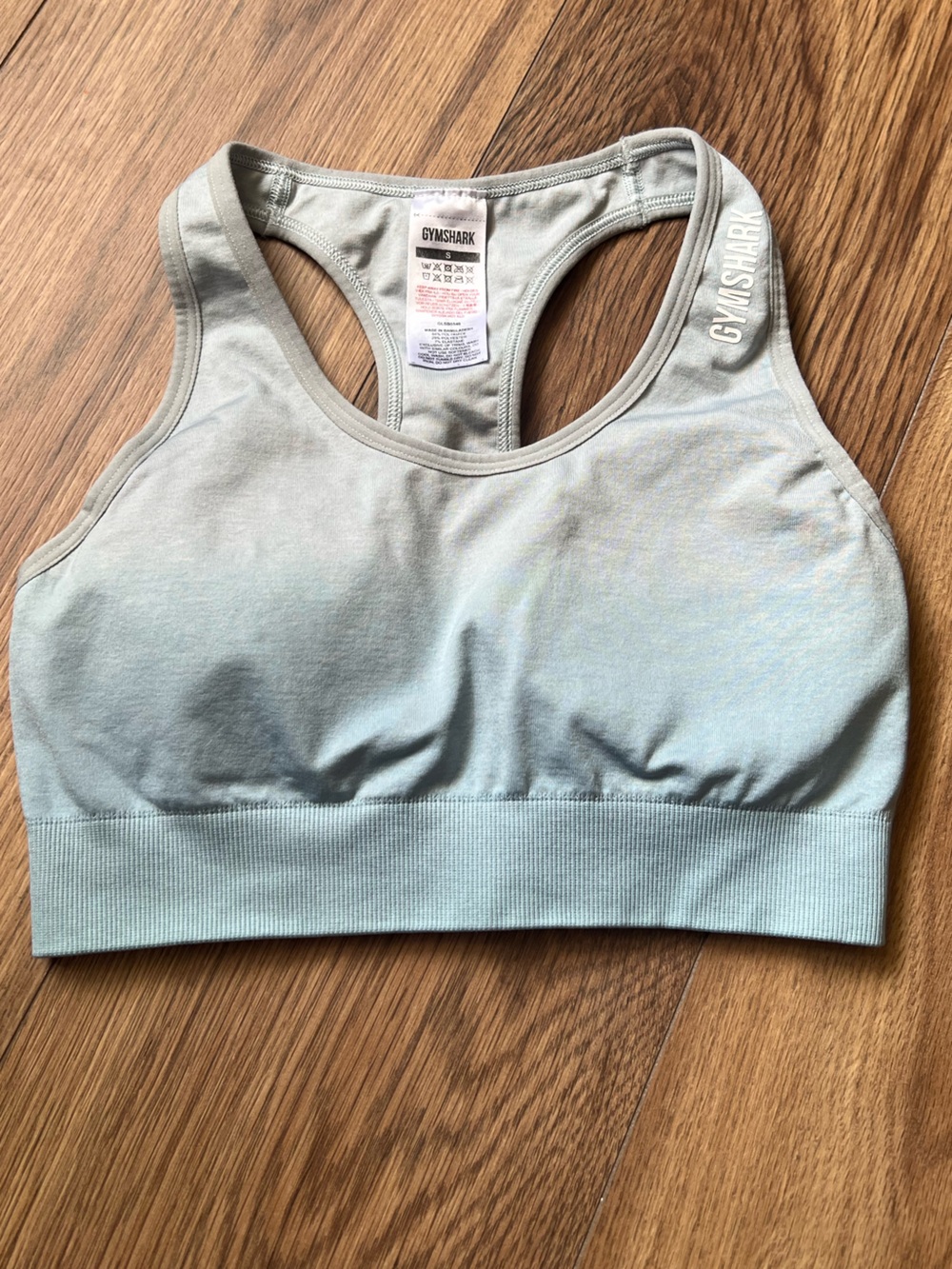 GYMSHARK Vital Seamless Sports Bra Sage Green Marl Racerback Scoop S